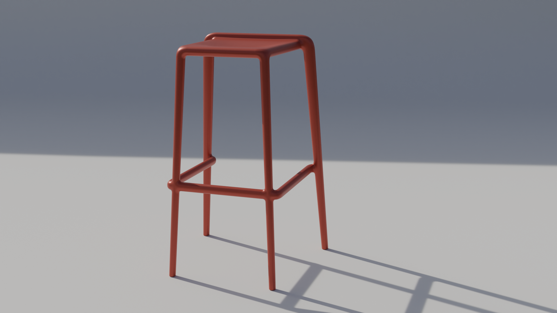 Render del taburete apilable en color terracota