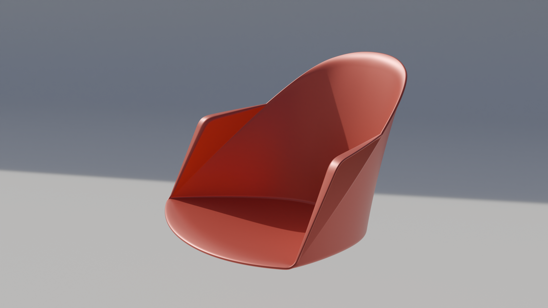 Render de la silla Cila, carcasa con acabado mate en color terracota